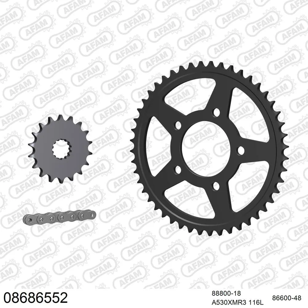 08686552 AFAM Kettensatz Stahl 530 XMR3 18x48 - Triumph Tiger 900 1999-99 - 08686552