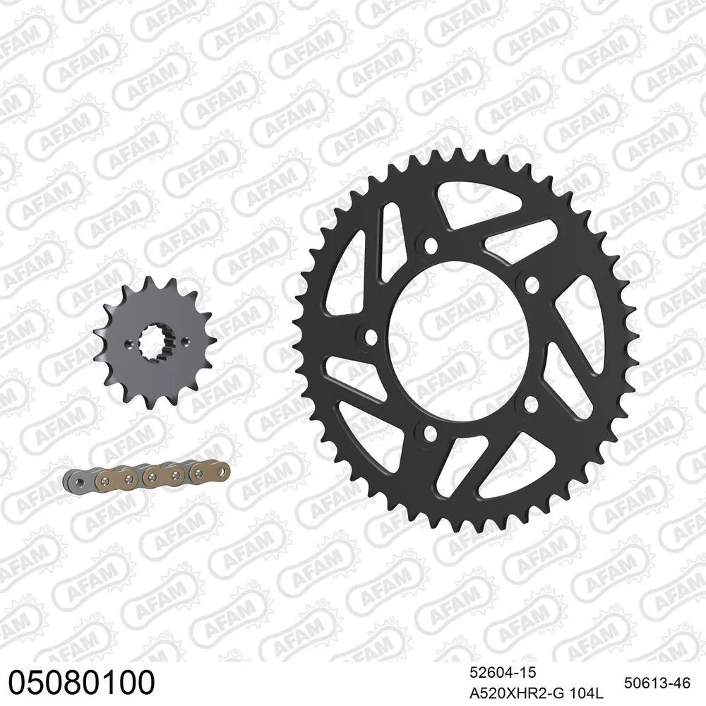 05080100 AFAM Kettensatz Stahl 520 XHR2-G 15x46 - Ducati 800 Scrambler Café Racer 2015-22 - 05080100