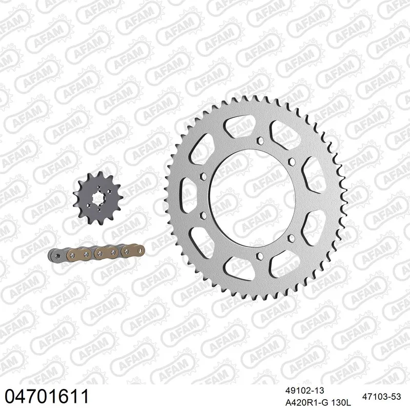 AFAM Kettensatz Stahl 420 R1-G 13x53 - Derbi 50 R Senda Racer 2003-05 - 04701611