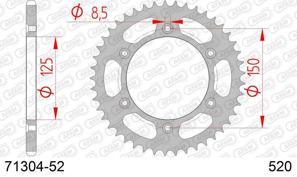 71304-52 AFAM Kettensatz Stahl 520 XRR3-G 13x52 - Gasgas EC 350 F 2002-24 - KIT106791