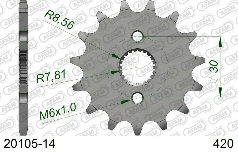AFAM Kettensatz Aluminium 420 R1-G 14x37 - Honda XR 50 R 2000-03 - 01101700