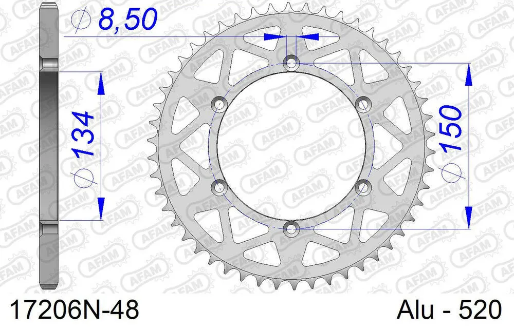 17206-N-48 AFAM Kettensatz Aluminium 520 MX6-GG 13x48 - Suzuki RM-Z 250 2004-06 - 01526851