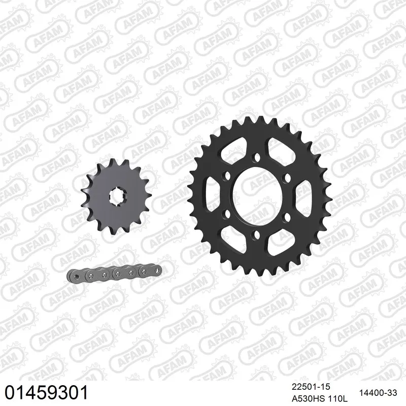 01459301 AFAM Kettensatz Stahl 530 HS 15x33 - Suzuki T 500 1968-75 - 01459301