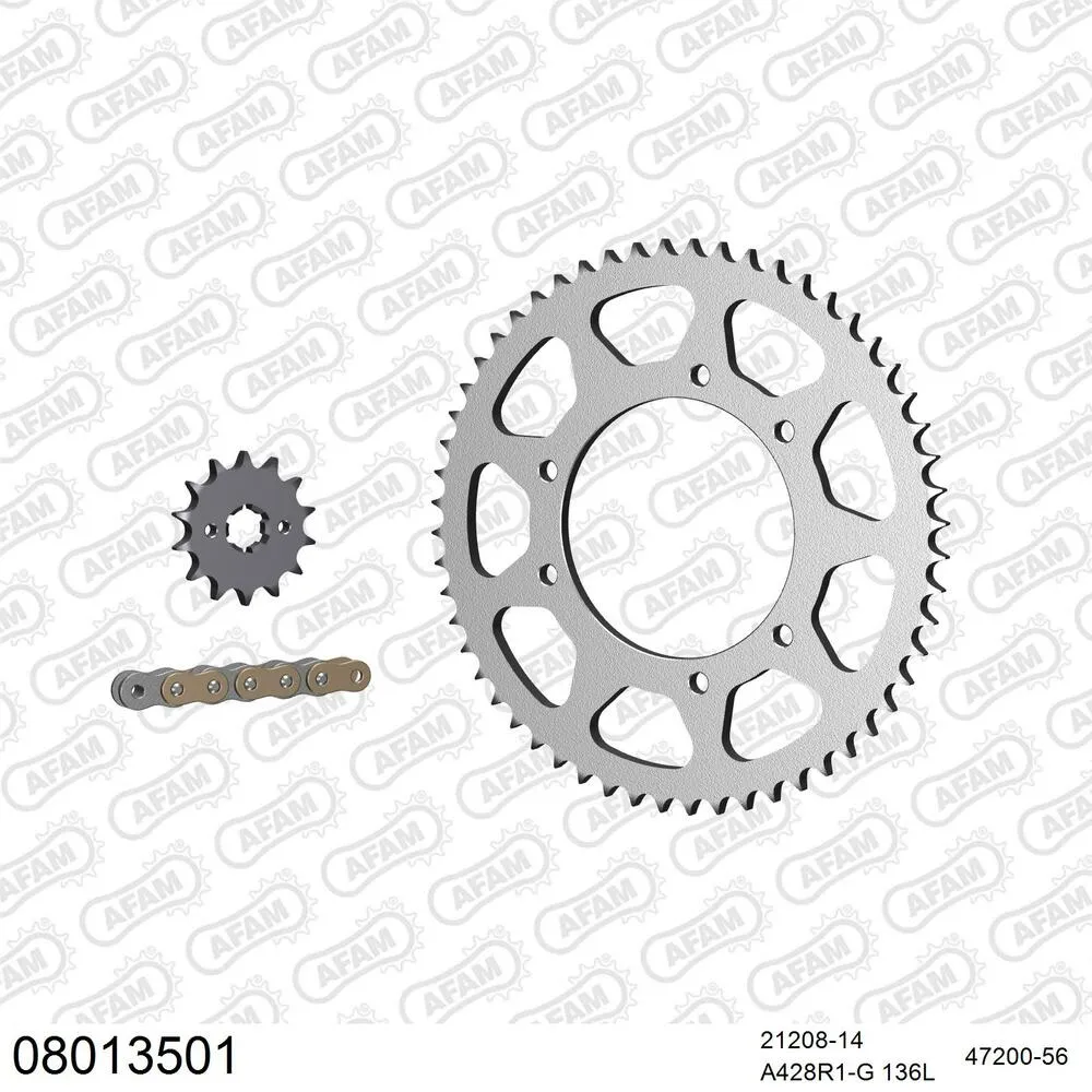 AFAM Kettensatz Stahl 428 R1-G 14x56 - Rieju 125 LC Marathon Pro 2009-21 - 08013501