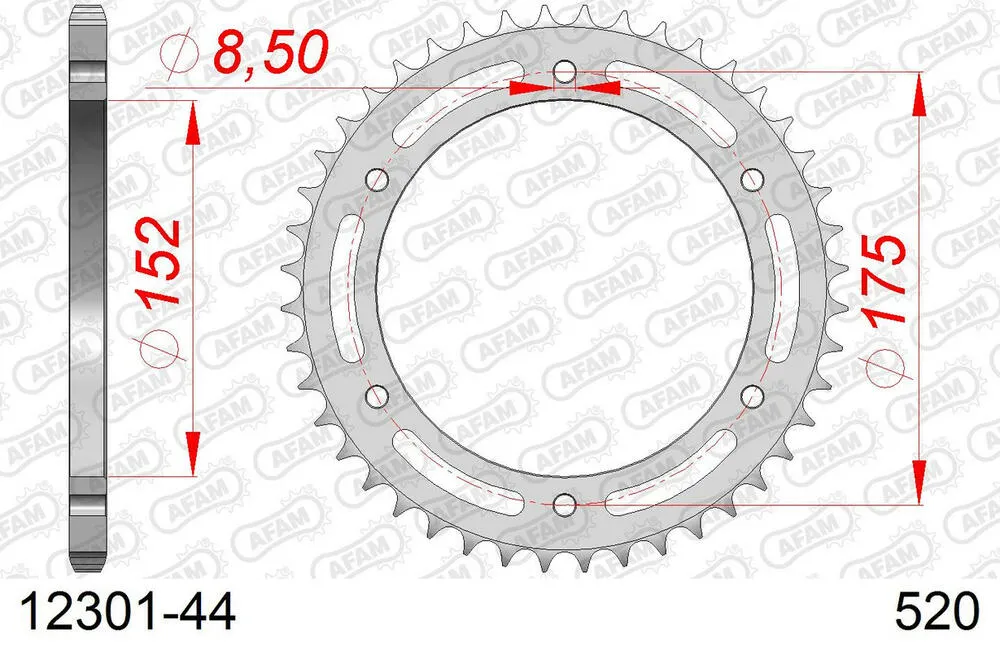 AFAM Kettensatz Stahl 520 XRR3-G 14x44 - Yamaha TT 250 R 1993-99 - 01226700