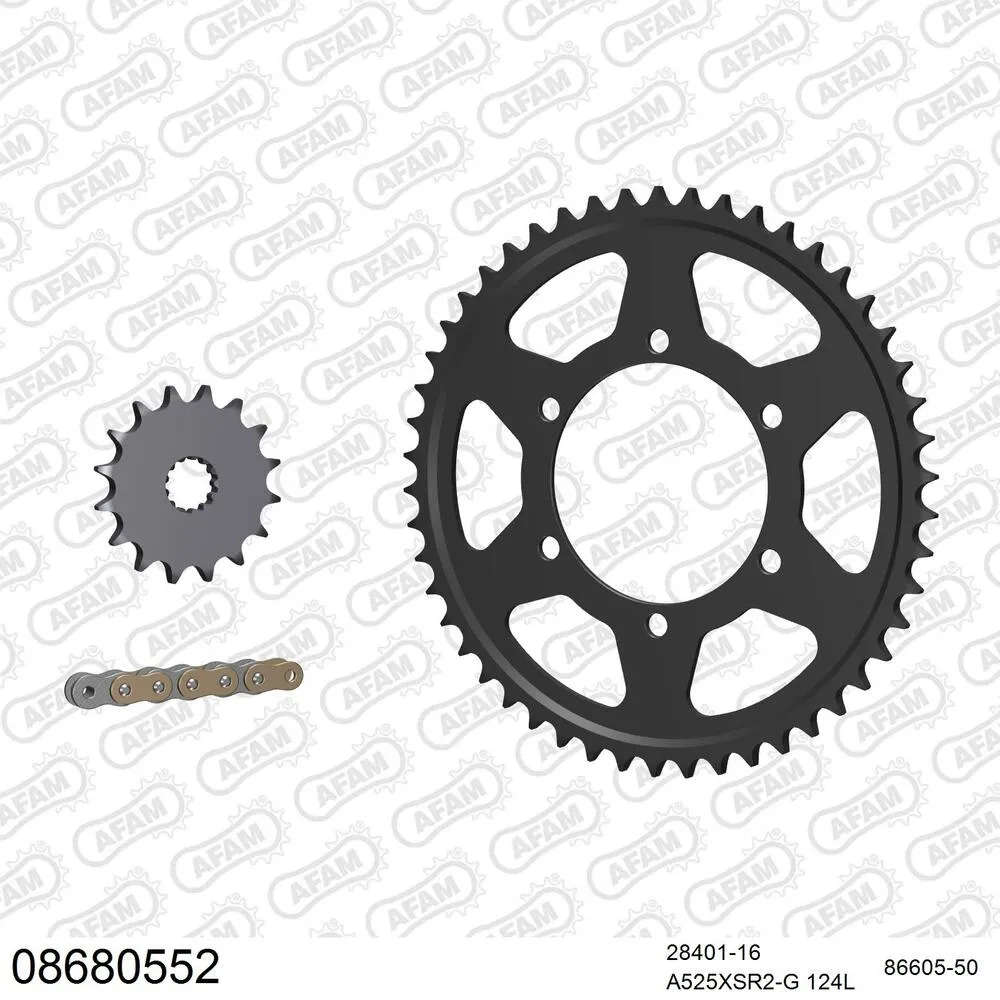 AFAM Kettensatz Stahl 525 XSR2-G 16x50 - Triumph Tiger 800 XR ABS 2015-19 - 08680552