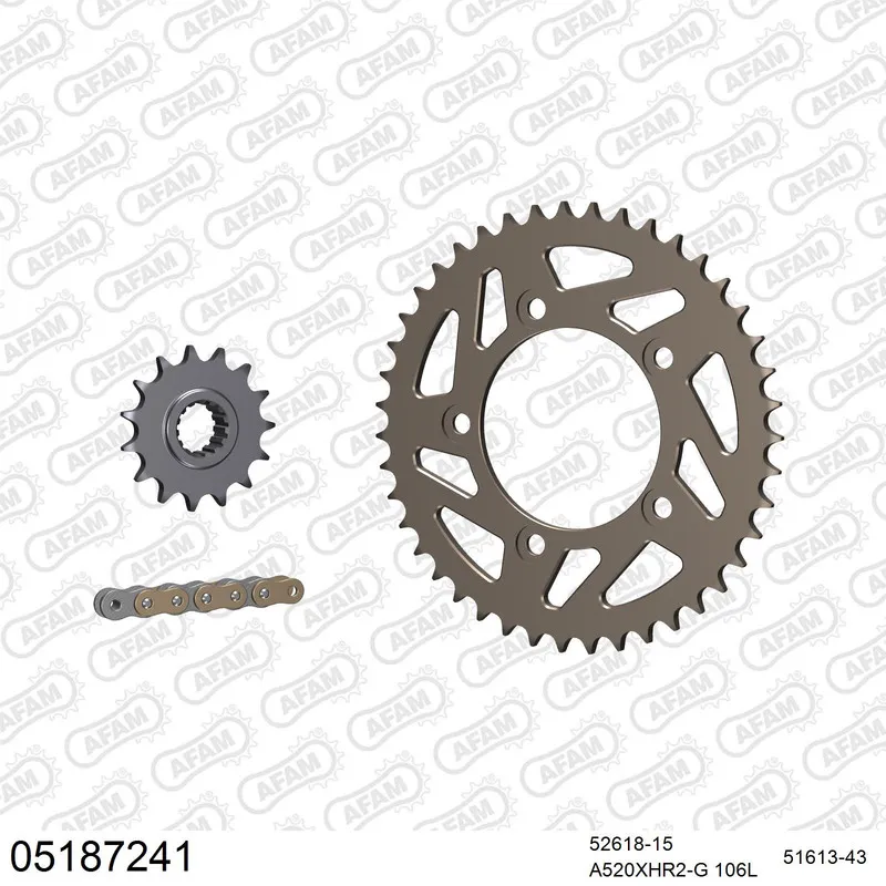 05187241 AFAM Kettensatz Aluminium 520 XHR2-G 15x43 - Ducati 959 Panigale 2016-19 - 05187241