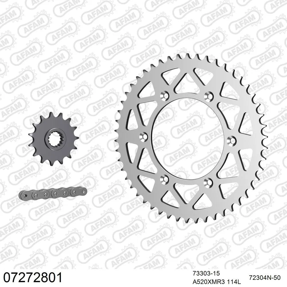 07272801 AFAM Kettensatz Aluminium 520 XMR3 15x50 - KTM SX 620 1995-99 - 07272801