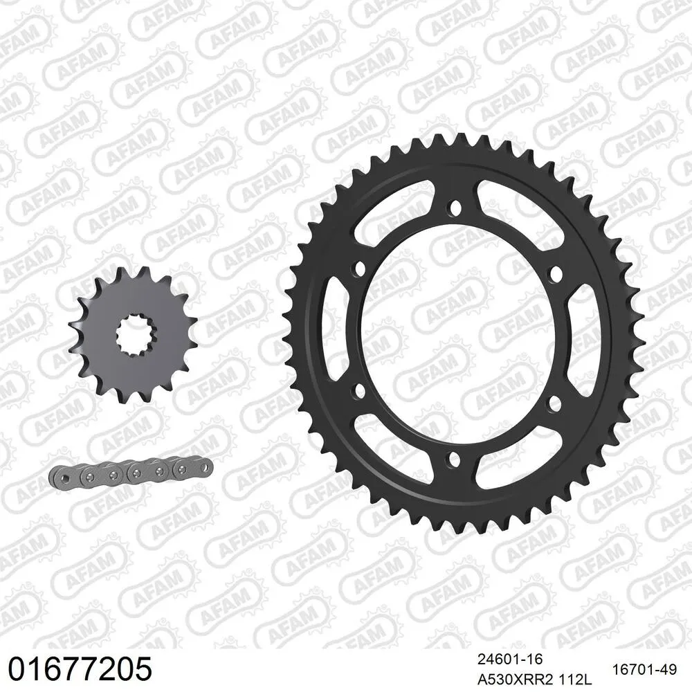 01677205 AFAM Kettensatz Stahl 530 XRR2 16x49 - Kawasaki GPZ 750 R 1985-87 - 01677205