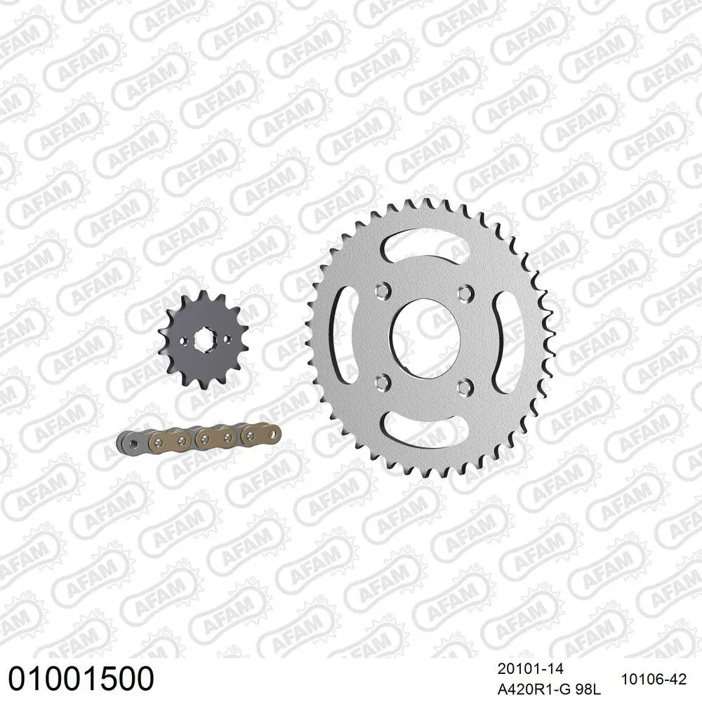 01001500 AFAM Kettensatz Stahl 420 R1-G 14x42 - Honda XL 50 1982 - 01001500