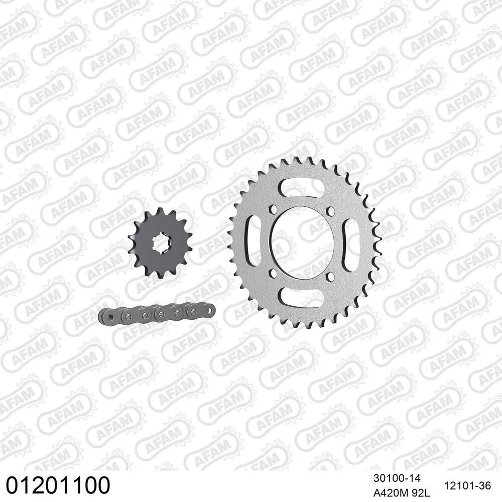 01201100 AFAM Kettensatz Stahl 420 M 14x36 - Yamaha LC 50 MX Bop 1980 - 01201100