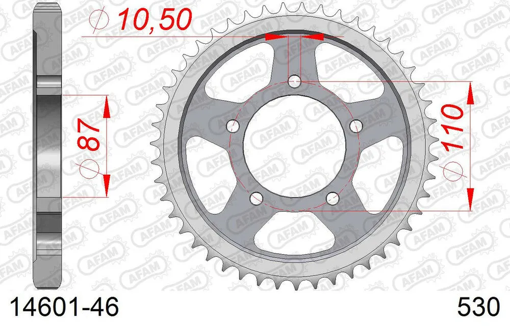 AFAM Kettensatz Stahl 530 XMR3 14x46 - Suzuki GSX 600 F 1989-91 - 01470201