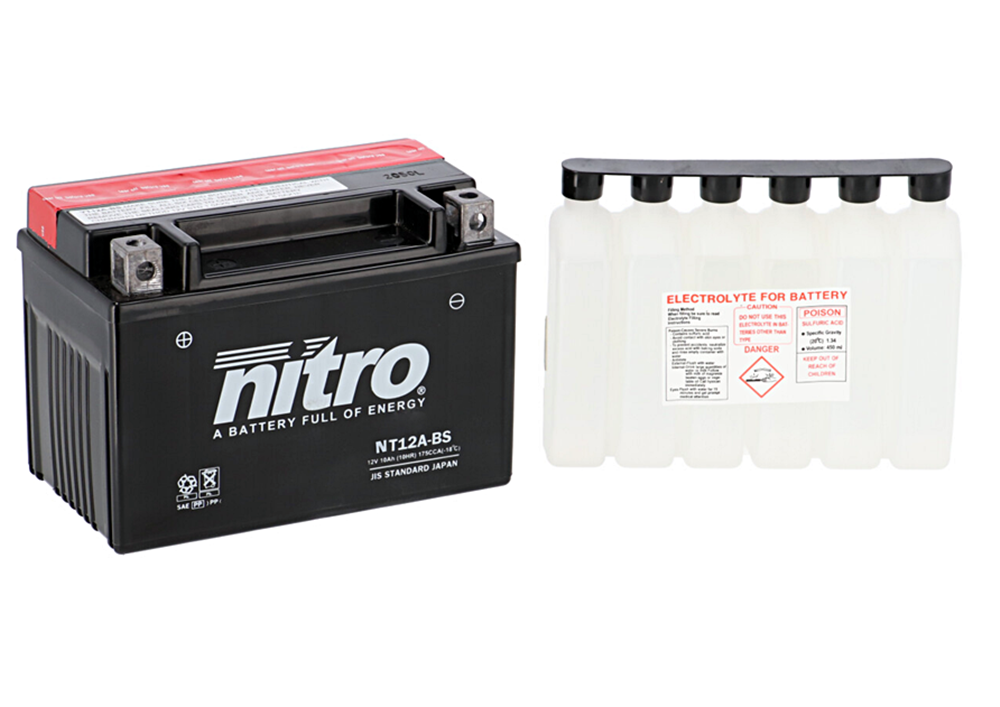 Nitro NT12A-BS AGM Batterie 12V 10 Ah mit Säurepack Nitro NT12A-BS AGM Batterie 12V 10 Ah mit Säurepack