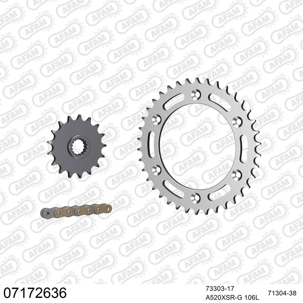 07172636 AFAM Kettensatz Stahl 520 XSR-G 17x38 - KTM 620 Duke 1993-99 - 07172636