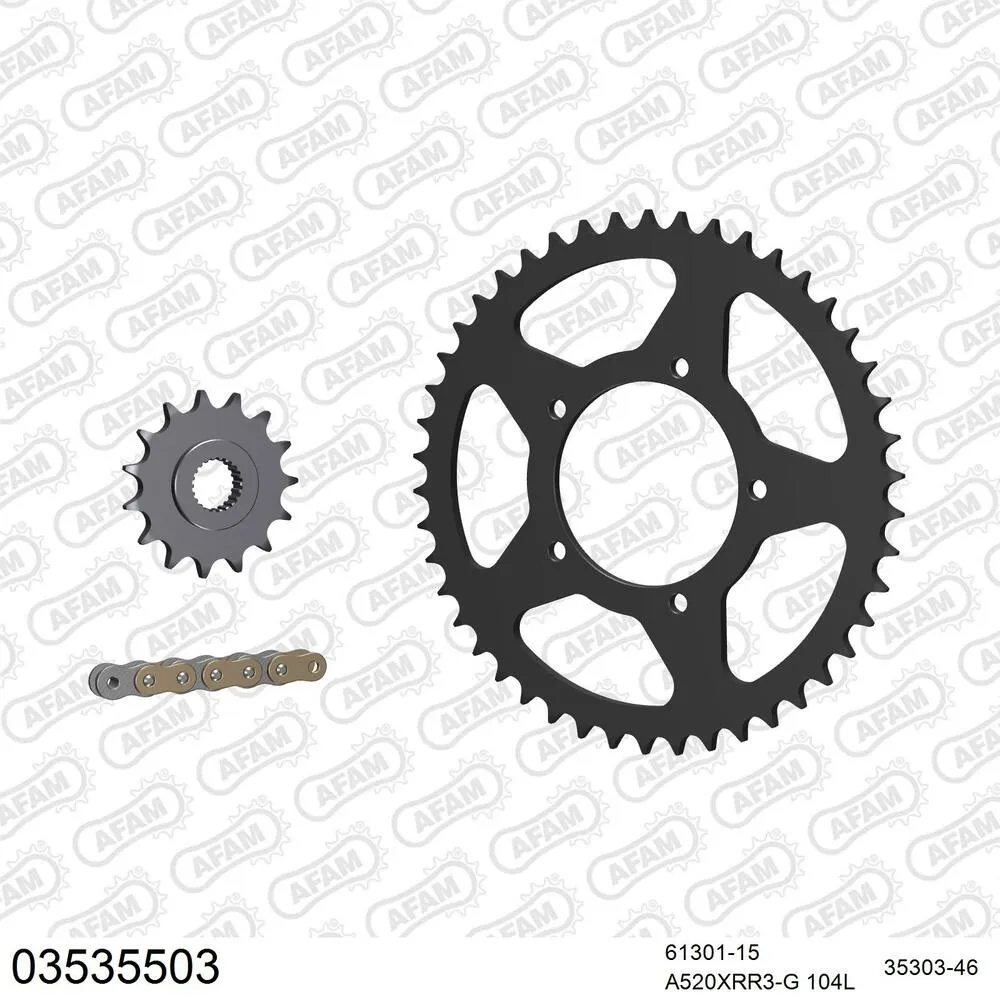 03535503 AFAM Kettensatz Stahl 520 XRR3-G 15x46 - Aprilia ETX 350 Tuareg 1985-87 - 03535503