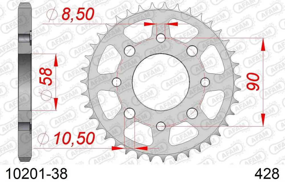 10201-38 AFAM Kettensatz Stahl 428 R1-G 15x38 - Kymco CK1 125 2014-16 - 07413135