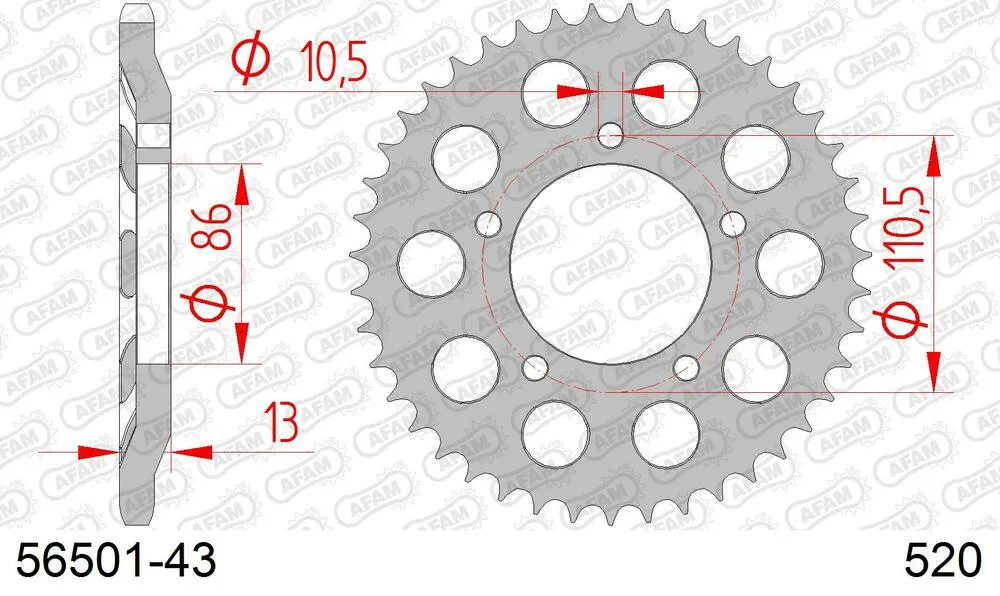 AFAM Kettensatz Stahl 520 XMR3 14x43 - Gilera 600 Nordwest 1991-94 - 05670636