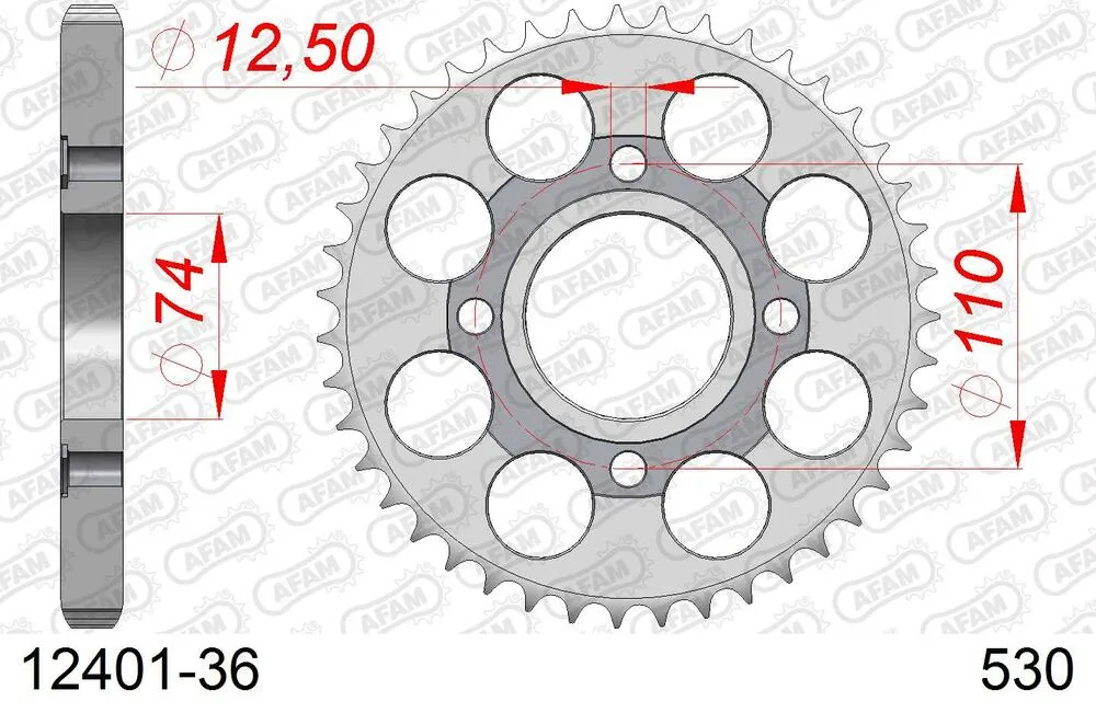 AFAM Kettensatz Stahl 530 XMR3 16x36 - Yamaha XS 400 SE 1980-81 - 01243161
