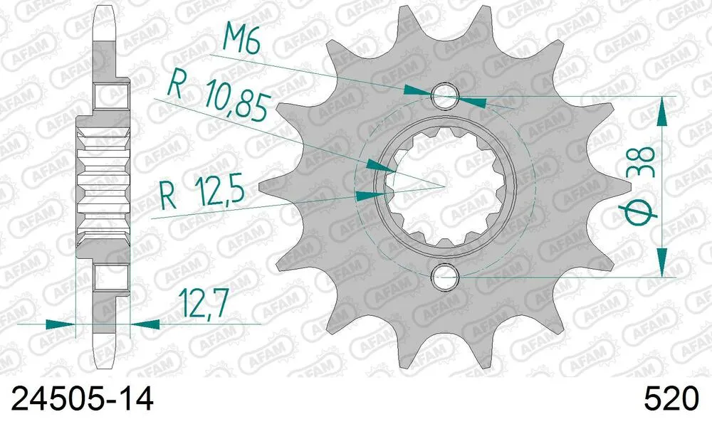 24505-14 AFAM Kettensatz Stahl 520 XRR3-G 14x49 - Kawasaki KLX 650 R 1993-01 - 01673700