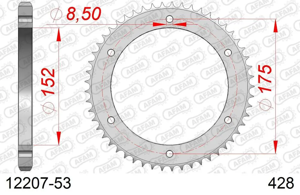 12207-53 AFAM Kettensatz Stahl 428 XMR2-G 16x53 - Yamaha TDR 125 1989-93 - 01213636