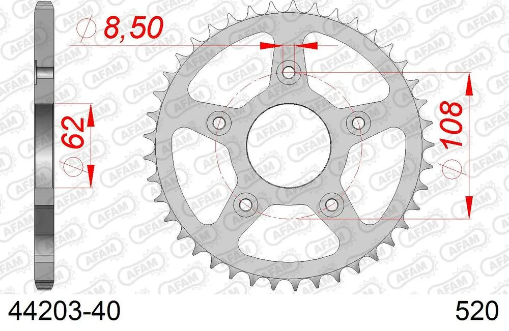 AFAM Kettensatz Stahl 520 XLR2 17x40 - Aprilia 125 Tuono 1999-07 - KIT105911
