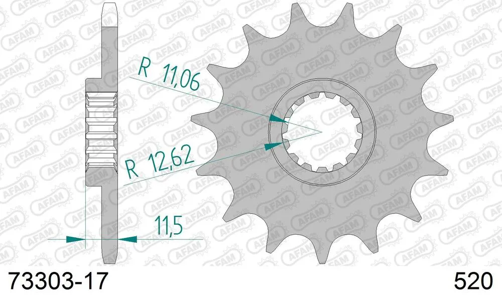 73303-17 AFAM Kettensatz Stahl 520 XSR-G 17x38 - KTM 620 Duke 1993-99 - 07172636