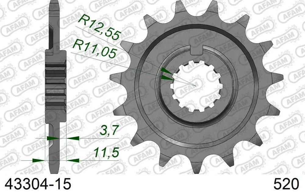 AFAM Kettensatz Stahl 520 XRR3-G 15x43 - Sherco SMF 500 Factory 2020-21 - 04159636