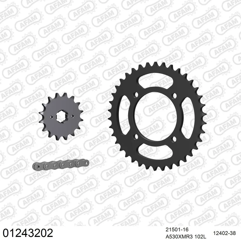 01243202 AFAM Kettensatz Stahl 530 XMR3 16x38 - Yamaha XS 400 DOHC 1982-86 - 01243202