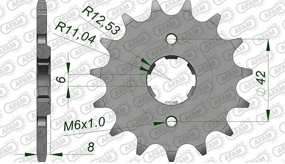 afam_ritzel_vorne_20500 AFAM Kettensatz Stahl 520 XMR2 15x40 - Honda XL 600 LM 1985-87