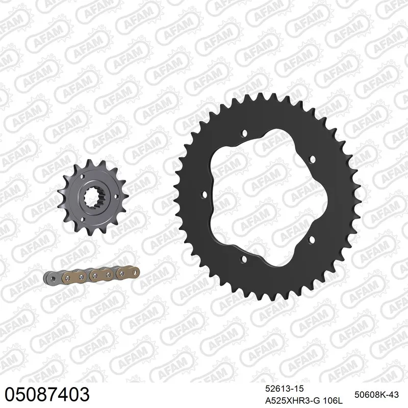 AFAM Kettensatz Stahl 525 XHR3-G 15x43 - Ducati 939 Hypermotard 2016-19 - 05087403