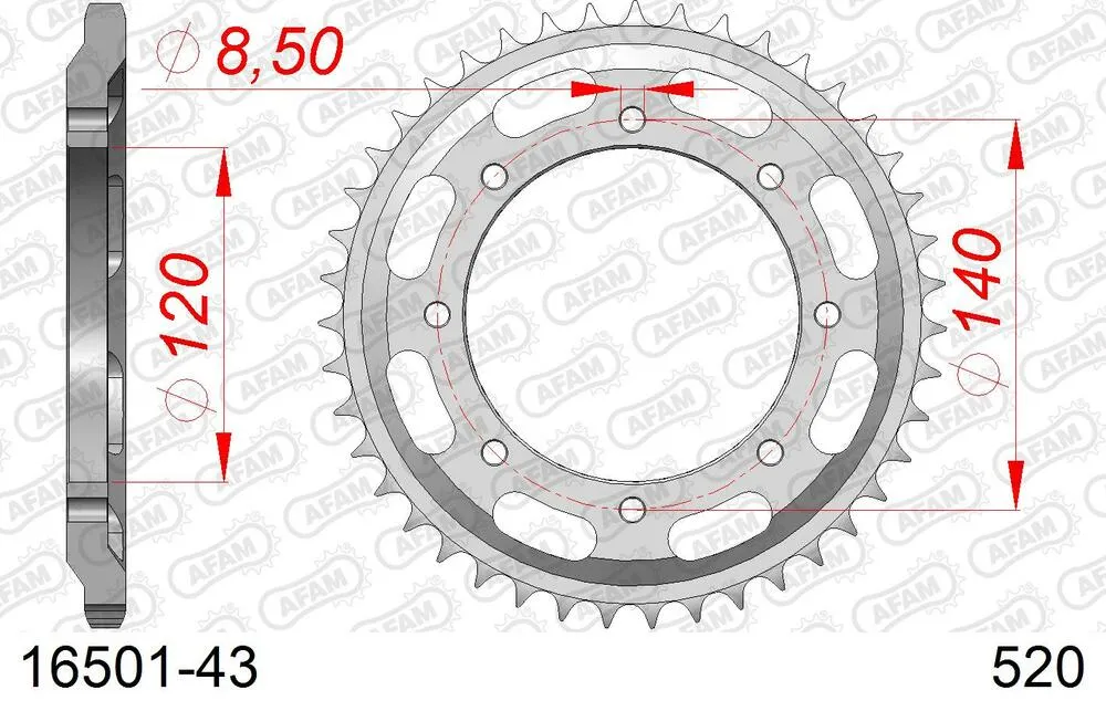 AFAM Kettensatz Stahl 520 XMR3 15x43 - Kawasaki KLR 600 1984-95 - 01670500