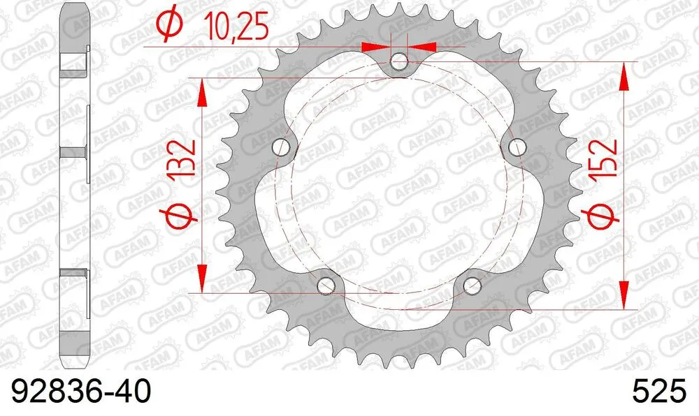 92836-40 AFAM Kettensatz Stahl 525 XHR3-G 15x40 - Mv Agusta F4 1000 312R 2004-09 - KIT109001