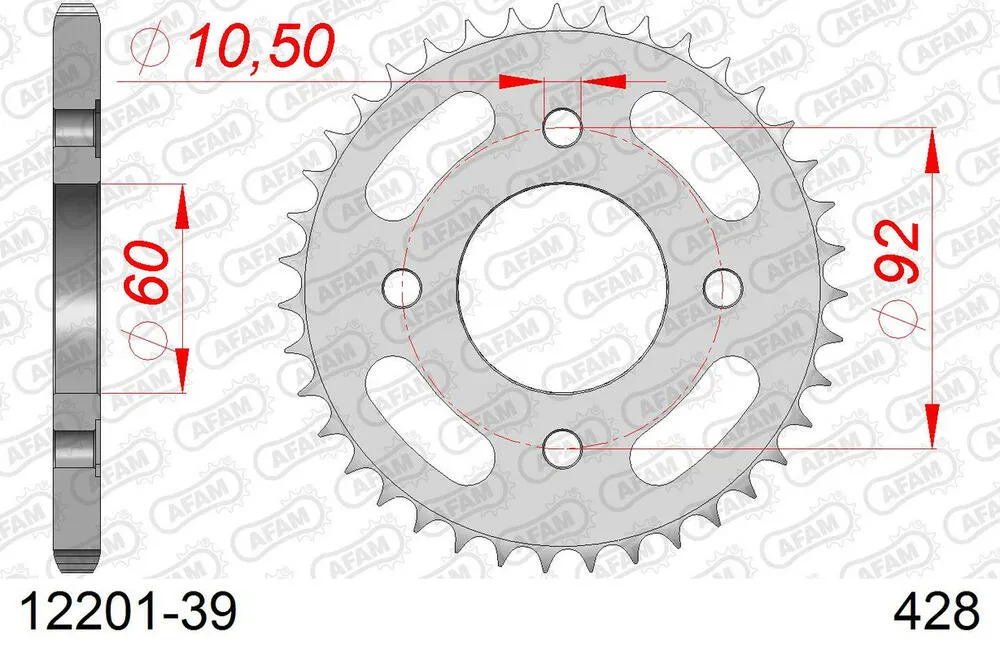 12201-39 AFAM Kettensatz Stahl 428 R1-G 15x39 - Yamaha RD 125 DX 1978-81 - 01213302
