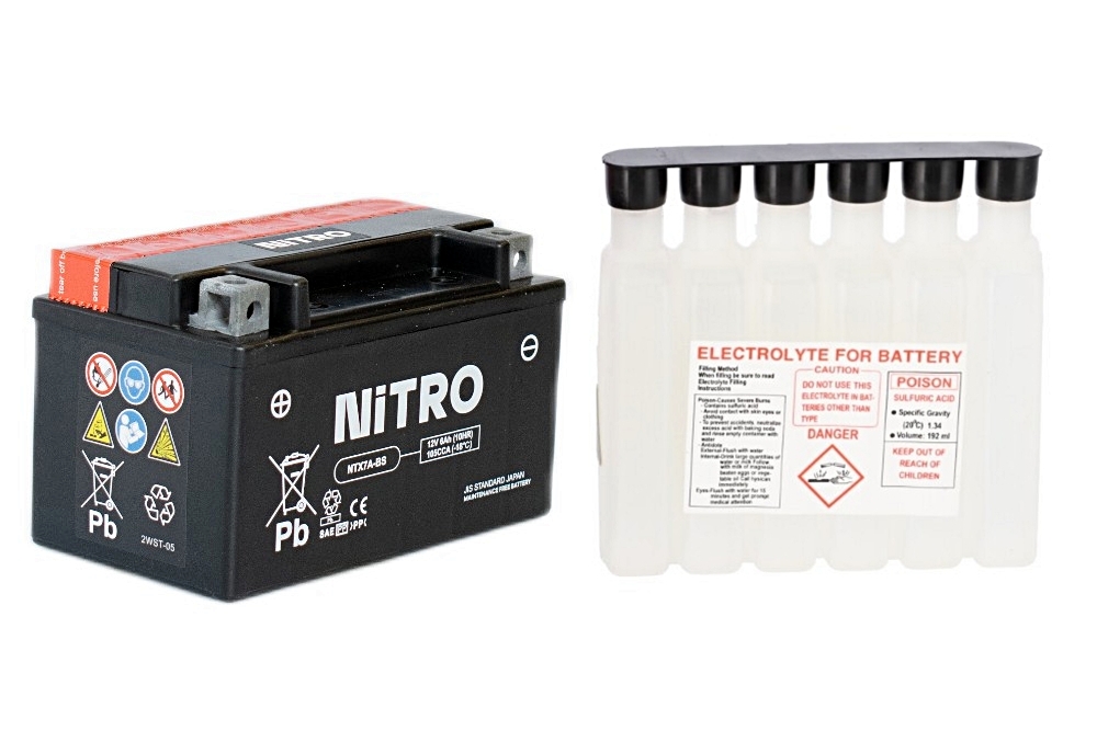 Nitro NTX7A-BS AGM Batterie 12V 6 Ah mit Säurepack Nitro NTX7A-BS AGM Batterie 12V 6 Ah mit Säurepack