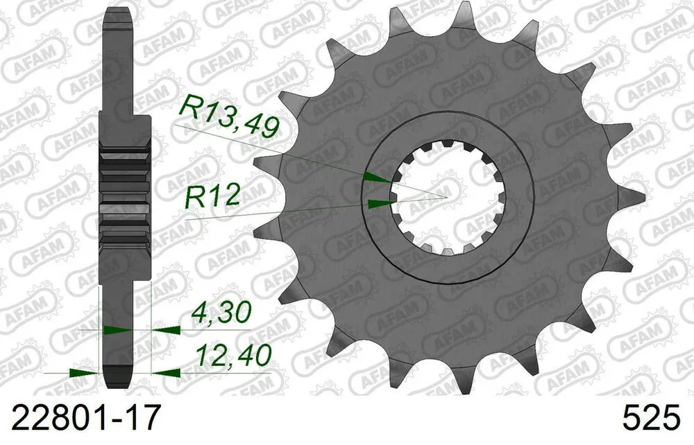 22801-17 AFAM Kettensatz Stahl 525 XHR3-G 17x45 - Suzuki GSX-R 1000 2017-24 - 01489245
