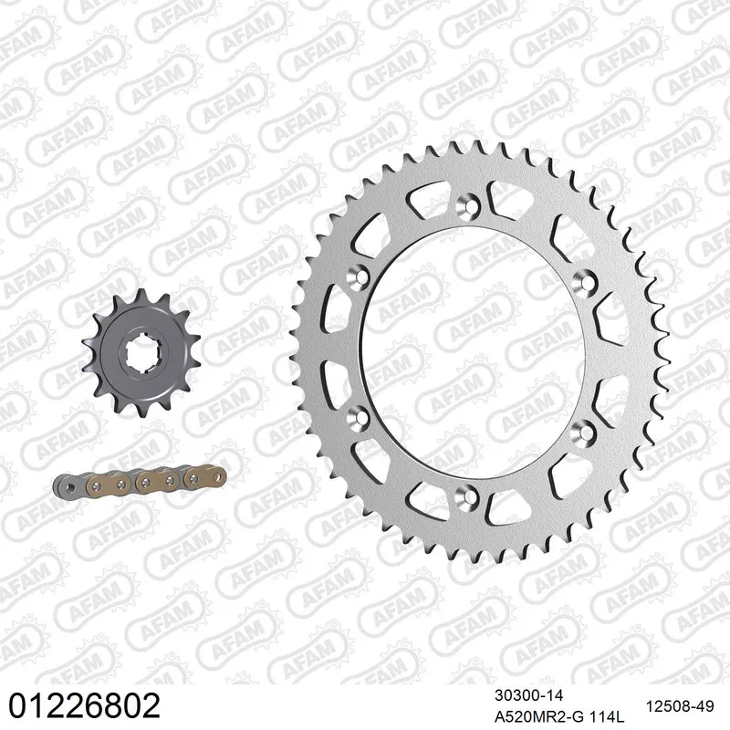 AFAM Kettensatz Stahl 520 MR2-G 14x49 - Yamaha YZ 250 1995 - 01226802