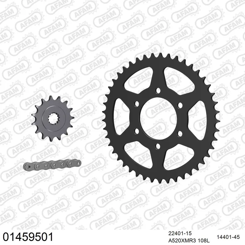01459501 AFAM Kettensatz Stahl 520 XMR3 15x45 - Suzuki DR 500 1981-83 - 01459501