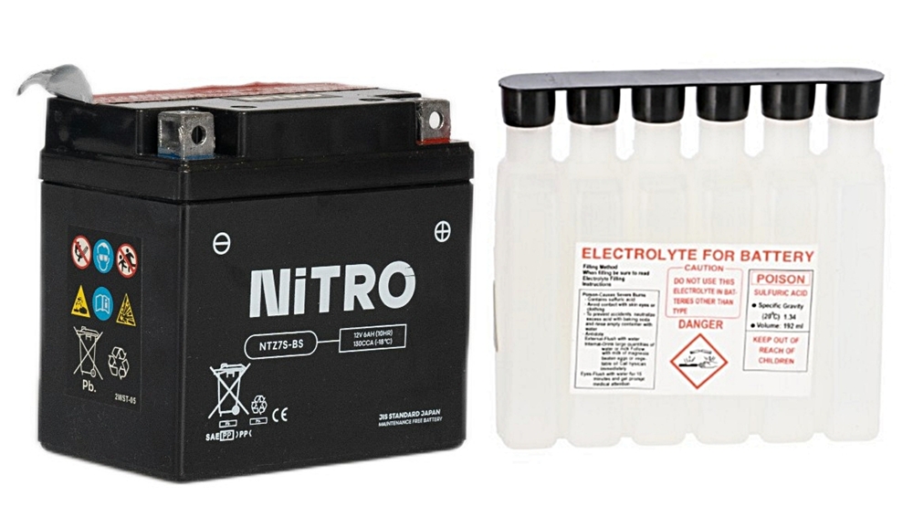 Nitro NTZ7S-BS AGM Batterie 12V 6 Ah mit Säurepack Nitro NTZ7S-BS AGM Batterie 12V 6 Ah mit Säurepack