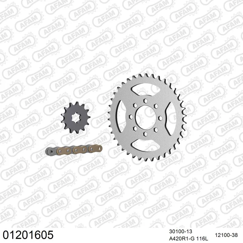 AFAM Kettensatz Stahl 420 R1-G 13x38 - Yamaha DT 50 R Automatique France 1991-95 - 01201605