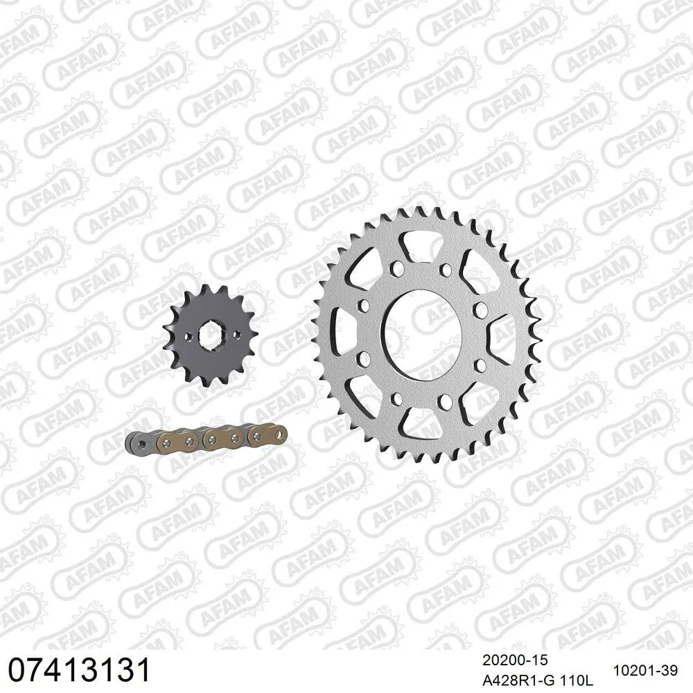 07413131 AFAM Kettensatz Stahl 428 R1-G 15x39 - Kymco 125 Sector 1997-01 - 07413131