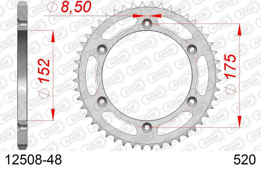 AFAM Kettensatz Stahl 520 XRR3-G 13x48 - Yamaha WR 125 1998 - 01213751