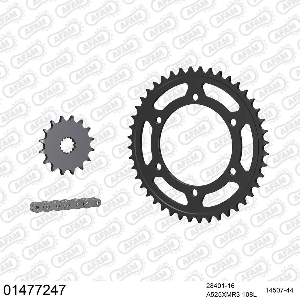 01477247 AFAM Kettensatz Stahl 525 XMR3 16x44 - Suzuki GSX-R 750 SRAD 1998-99 - 01477247