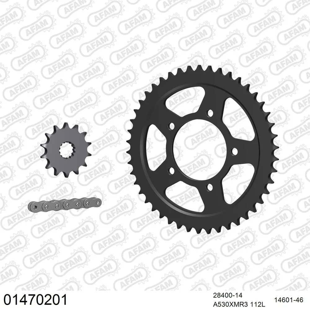01470201 AFAM Kettensatz Stahl 530 XMR3 14x46 - Suzuki GSX 600 F 1989-91 - 01470201