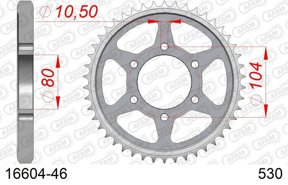 16604-46 AFAM Kettensatz Stahl 530 XRR2 16x46 - Kawasaki ZXR 750 1990 - 01677242