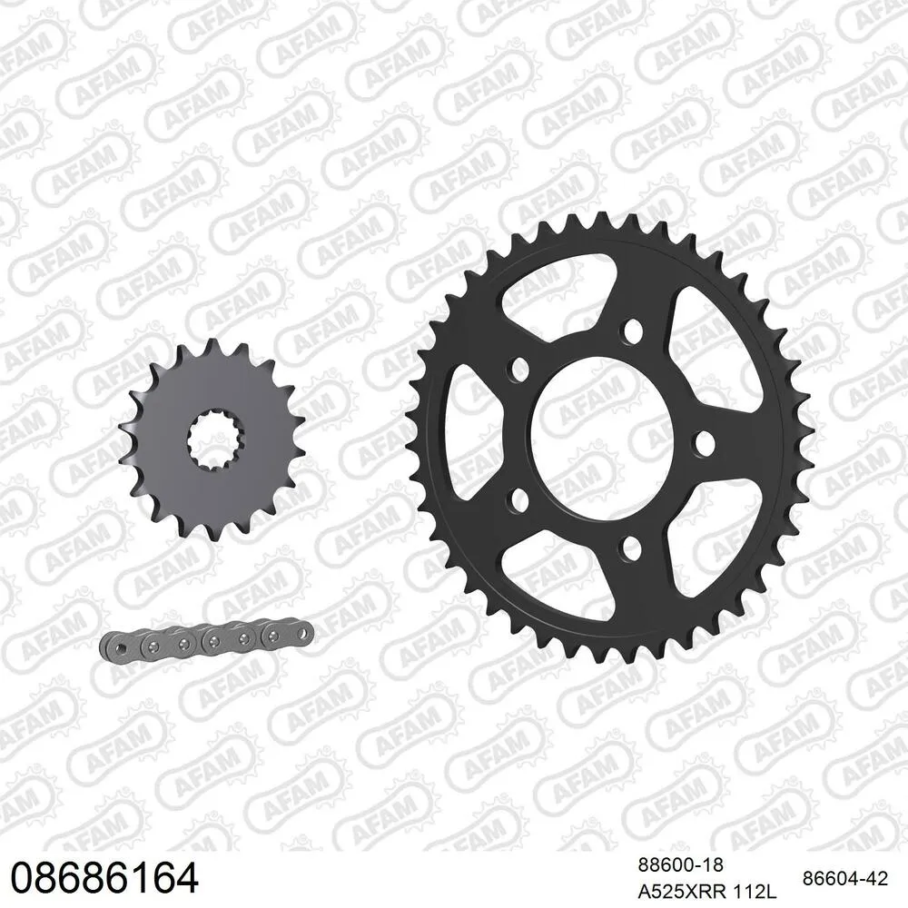 08686164 AFAM Kettensatz Stahl 525 XMR3 18x42 - Triumph America 865 2007-14 - 08686164