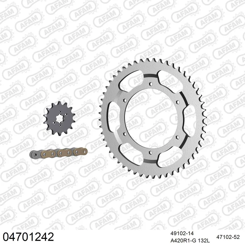 AFAM Kettensatz Stahl 420 R1-G 14x52 - Derbi GPR 50 Replica 2001-03 - 04701242