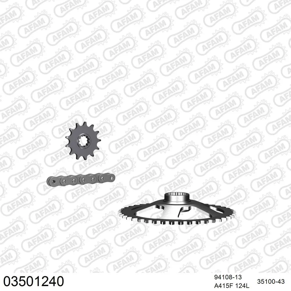 03501240 AFAM Kettensatz Stahl 415 F 13x43 - Aprilia RS 50 1993-94 - 03501240