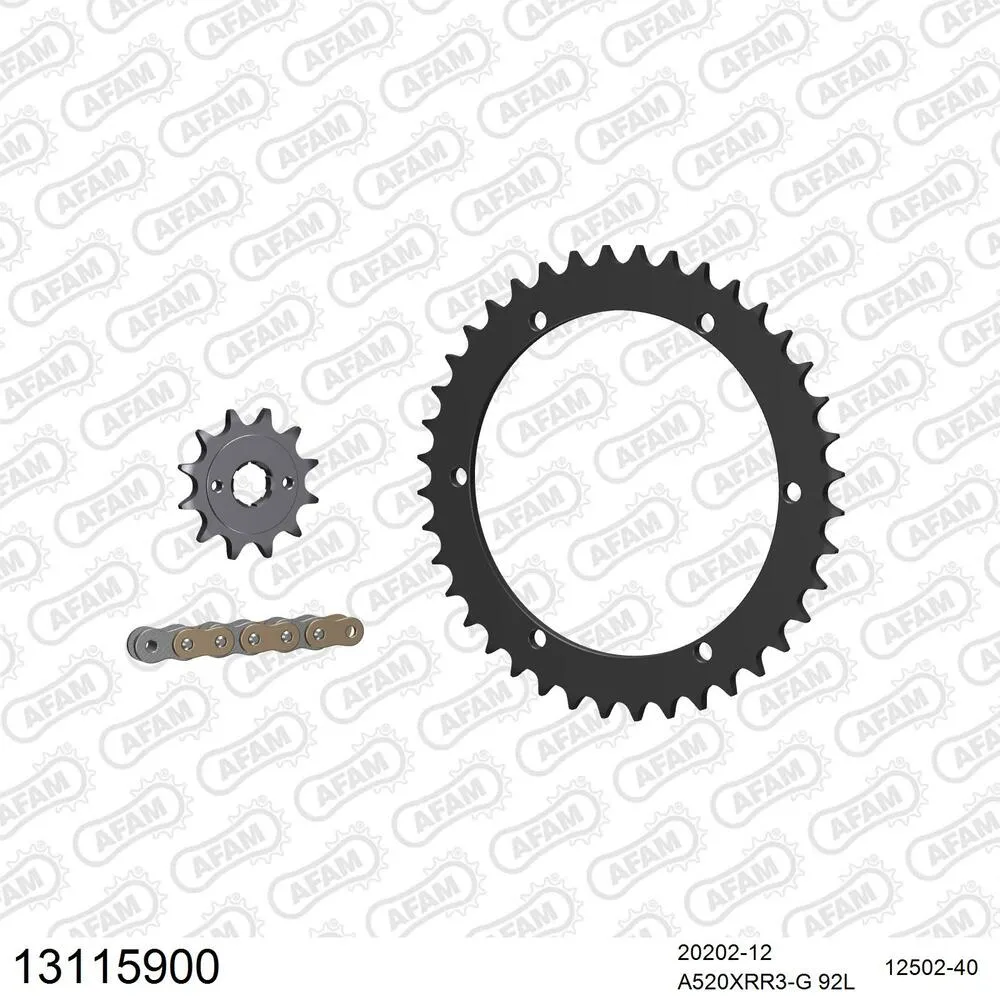 AFAM Kettensatz Stahl 520 XRR3-G 12x40 - Xroads Mustang 150 2003-04 - 13115900