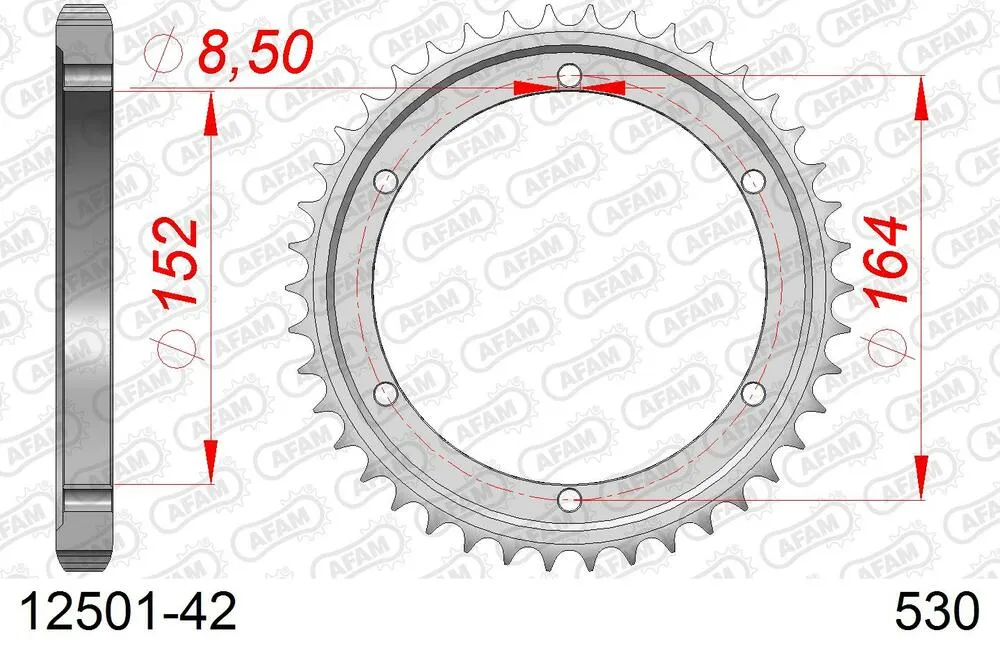 AFAM Kettensatz Stahl 530 HS 16x42 - Yamaha XT 500 1976-89 - 01259501