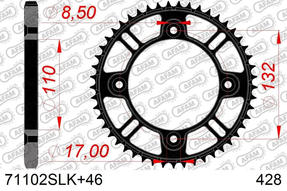 71102-SLK-46 AFAM Kettensatz Stahl 428 MX-G 13x46 - Husqvarna TC 85 2018-24 - KIT108451